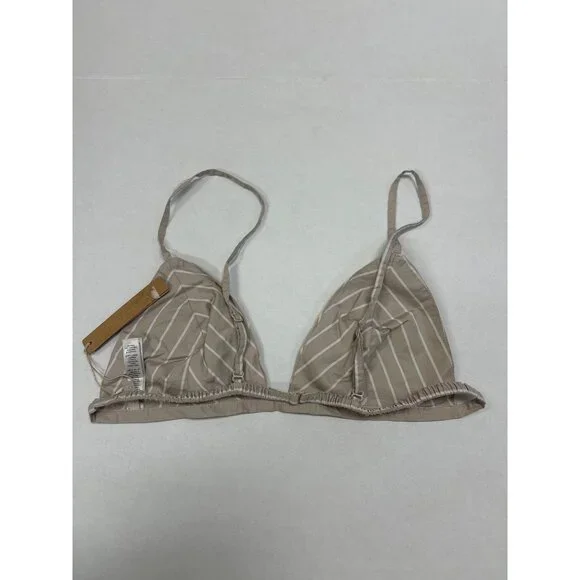 SKIMS Cotton Poplin Triangle Bralette Stone Stripe Size Large NWT - Picture 7 of 8